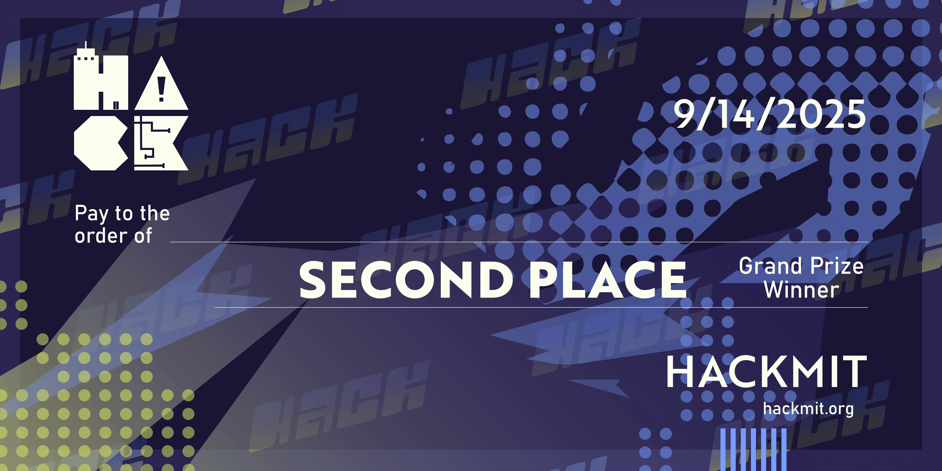 Hack25 Second Place Check